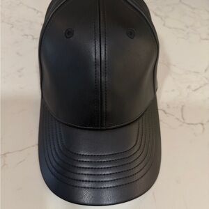 EXPRESS black Faux Leather Baseball Cap